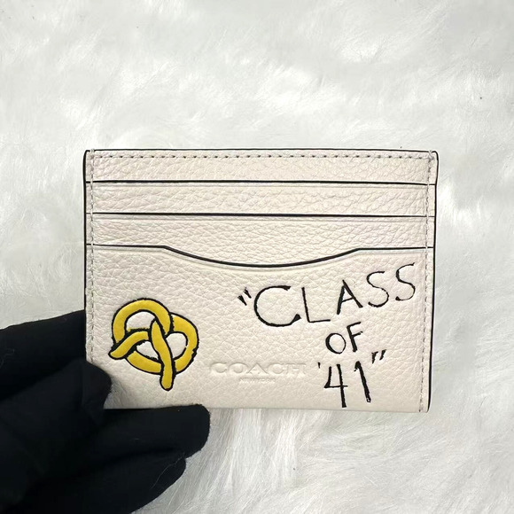 Coach Slim Id Card Case With Sketch Print In Leather/Chalk Multi CAJ48 NWT - Picture 1 of 4